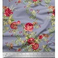 thumbnail image 1 of Soimoi Poly Georgette Fabric Leaves,Red Berries & Rose Floral Print Sewing Fabric Yard 52 Inch Wide, 1 of 1