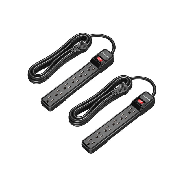 Protector contra sobretensiones Power Strip DEWENWILS, paquete de 2, cable de 15 pies, 6 enchufes
