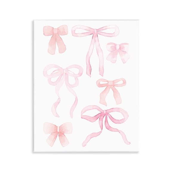 Pink Watercolor Bows Wall Plaque Art, design by Kim Allen