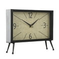 thumbnail image 6 of DecMode 8" Black Metal Rectangular Clock with Tea Stained Clock Face, 6 of 10