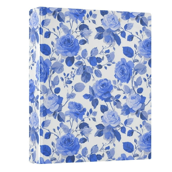 Three Ring Binder Blue Roses and Floral 1.5 Inch Round Binder D-Rings for Office Supplies and More