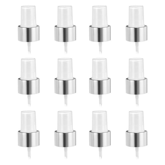 12 Pcs Silver White Spray Top, 24/410 Fine Mist Sprayer Reusable Replacement Spray Bottle Pump Plastic Top