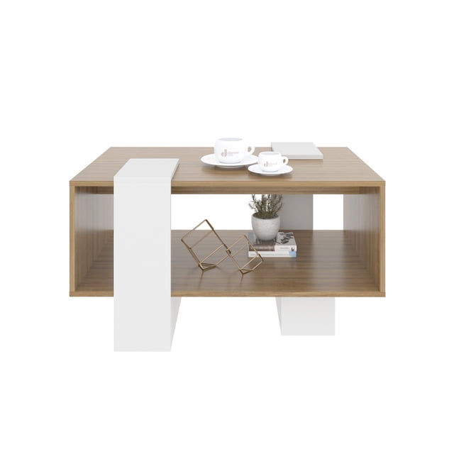 Mesa de Centro Estilo Moderno Mod. PDC-26 Almendra-Blanco