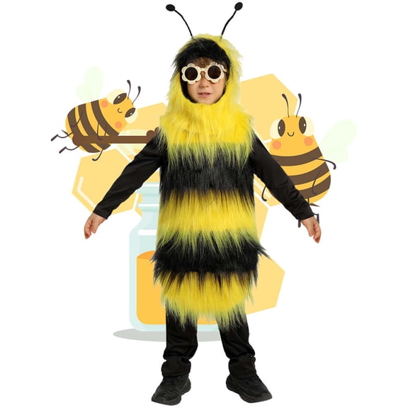 JCCXIN Toddler Baby Boys Bee Halloween Outfits Animal Dress-Up Party Clothes Tops Bodysuit Headgear With Headband 3 PC Set Trick Or Treat School Carnival Funny Outfit Sets,Yellow,3-6 Years