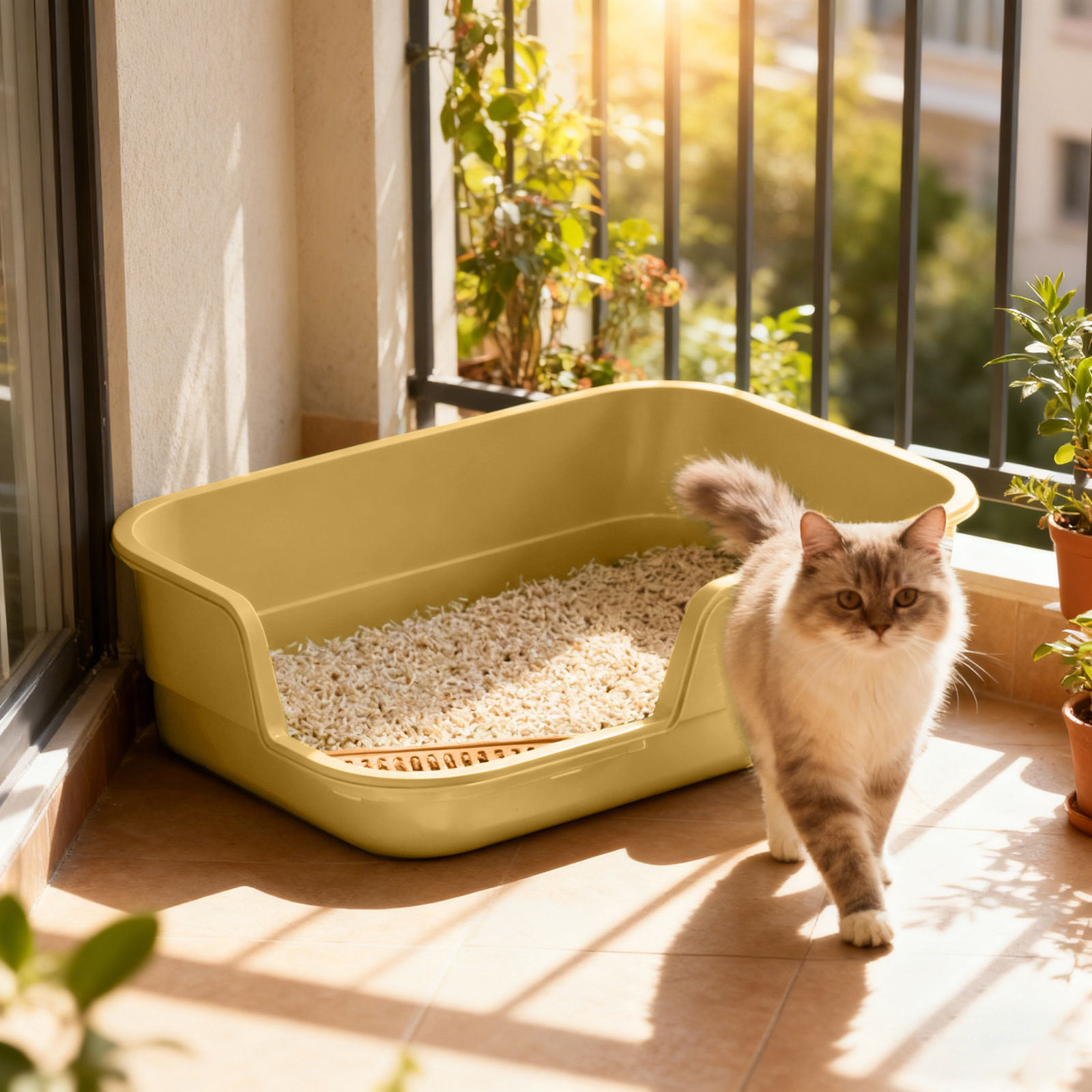 Extra Large Cat Litter Box Semi Enclosed High Edge Anti Scatter Durable Easy Clean Indoor Cats Multi Pet Households Tray