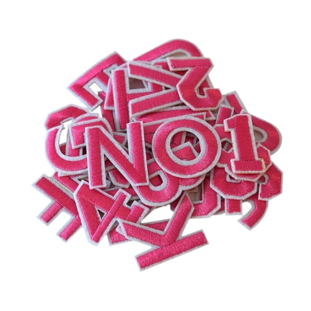 Parches de letras y números Perfecl Parches de apliques variados para ropa Camisas Bolsos Rosa