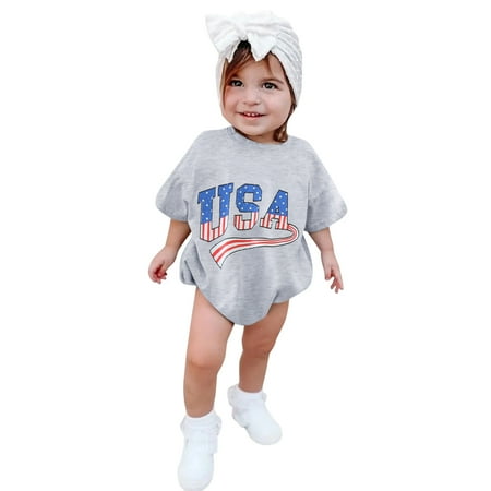 

ASEIDFNSA Baby Winter Wear Toddler Boys Baby Boys Girls Independence Day Romper Letter Printed Short Sleeve Sweatshirt 4Th Of July Jumpsuits Bodysuit