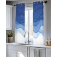 thumbnail image 5 of Ombre Blue Waves Sheer Curtains 54 Inch Length 2 Panels Set for Living Room/Bedroom, Abstract Art Gradient Modern Kitchen Curtains Grommet Semi-Sheer Curtains Drapes Voile Window Treatments 42"x54"x2, 5 of 7