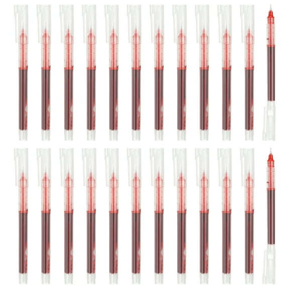 Uxcell 24Pcs Colored Gel Ink Pens, 0.5mm Extra Fine Point Smooth Writing Quick Drying Liquid Ink Rollerball Pens, Red