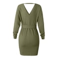 thumbnail image 5 of Vestido de punto sin espalda con cuello en V y manga larga para mujer - Minivestido ajustado de punto cruzado - Conjunto con cinturón para fiesta - S-XXXL, 5 of 5