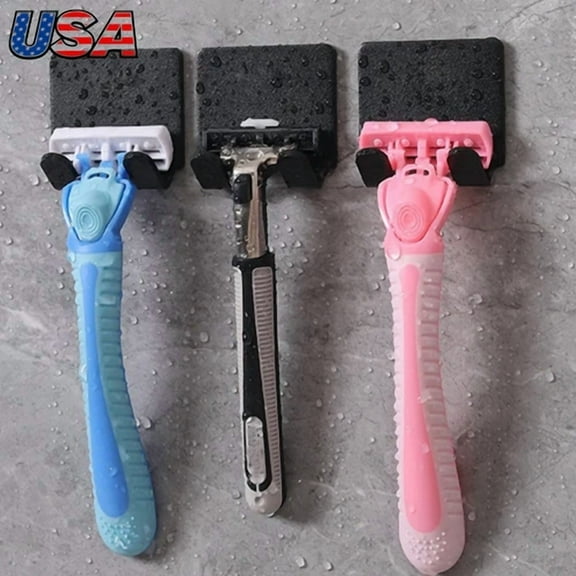 2Pc Bathroom Razor Holders Shelf Stand Wall Mounted Key Shower Kitchen Organizer