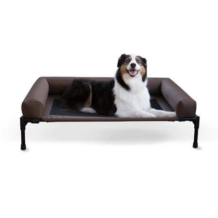 UPC: 0655199016600 | K&H Pet Products Original Bolster Pet Cot Elevated Pet Bed Chocolate/Black Mesh Large 30 X 42 X 7 Inches
