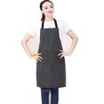 thumbnail image 4 of ¡Liquidación TEVEQ! Delantal de cocina a rayas de algodón y lino con cuello colgante para mujer, con bolsillos y toallero., 4 of 7