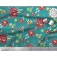 thumbnail image 3 of Soimoi Green Viscose Chiffon Fabric Fruits & Peony Floral Decor Fabric Printed 1 Yard 42 Inch Wide, 3 of 3