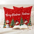 thumbnail image 3 of Red Christmas Snowman Outdoor Waterproof Pillow Covers, Winter Snowflake Green Xmas Tree Decorative Square Throw Pillowcase Sofa Cushion Sham for Patio/Couch/Chair, 16"x16" 2 Pack, 3 of 8