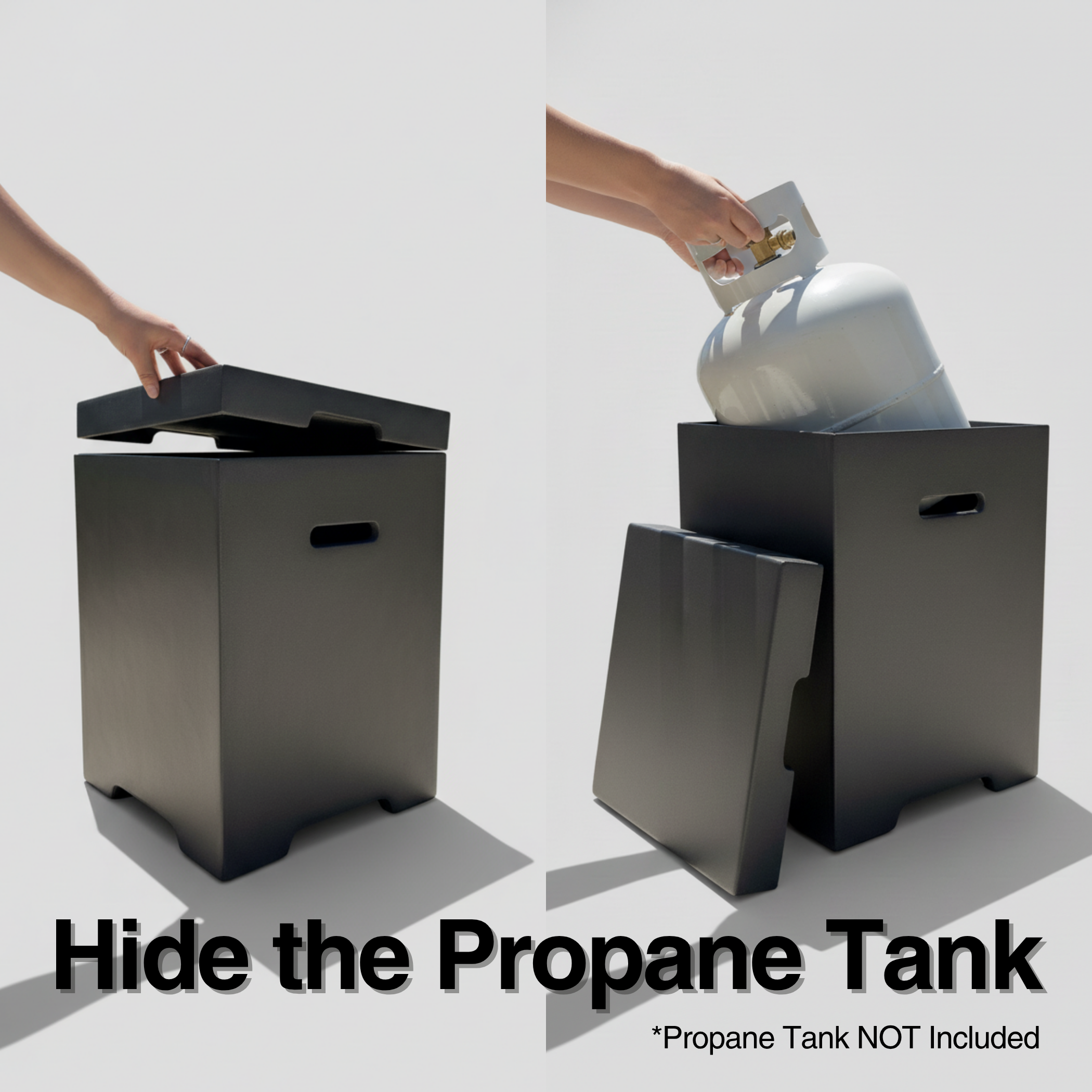 Anykoon 20 LB Propane Tank Cover Table, Light Concrete Dark Grey - Outdoor Cylinder Hideaway Side Table for Gas Fire Pit & Gas Griddle