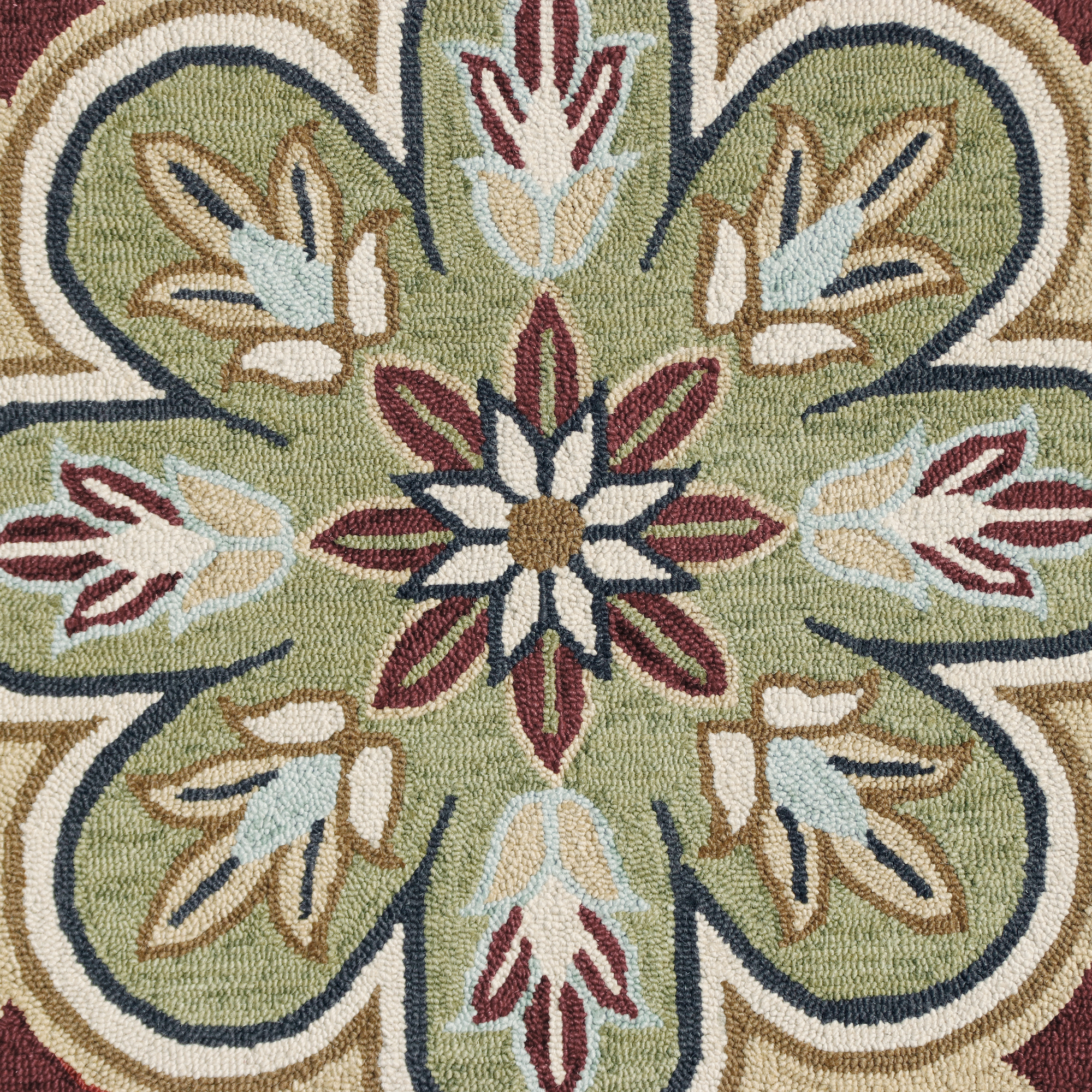 Ox Bay Elena 4' Round Rust/Gold Floral Medallion Indoor Area Rug