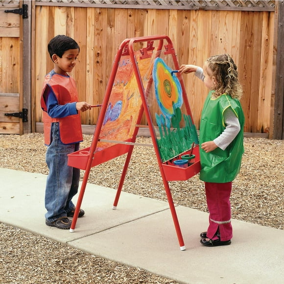 Colorations - 2WAPE 2-Way Indoor/Outdoor Adjustable Acrylic Panel Easel for Kids (23"L x 29-1/2"W x 45"H)