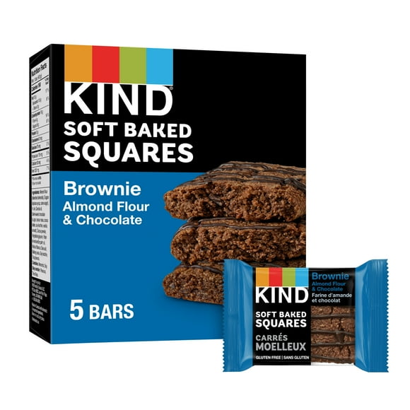 KIND Soft Baked Squares, Almond Flour Chocolate Brownie, 40g, 5 Count Box, Soft Baked Squares Brownie