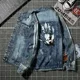 thumbnail image 3 of Chaqueta vaquera para hombre, estilo punk, con rayas, color amarillo, para otoño, talla L, de alta calidad, de diseñador y precio más bajo, informal, de tela Y2k, 3 of 5