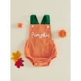 thumbnail image 4 of Newborn Baby Boy Girl Halloween Outfit Pumpkin Sleeveless Backless Bubble Romper Corduroy Jumpsuit 3M 6M 12M 18M Fall Winter Clothes, 4 of 9