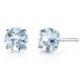 thumbnail image 2 of iParis Round Blue Aquamarine Stud Earrings, 4 ct, 18k White Gold-Plated, 2 of 4