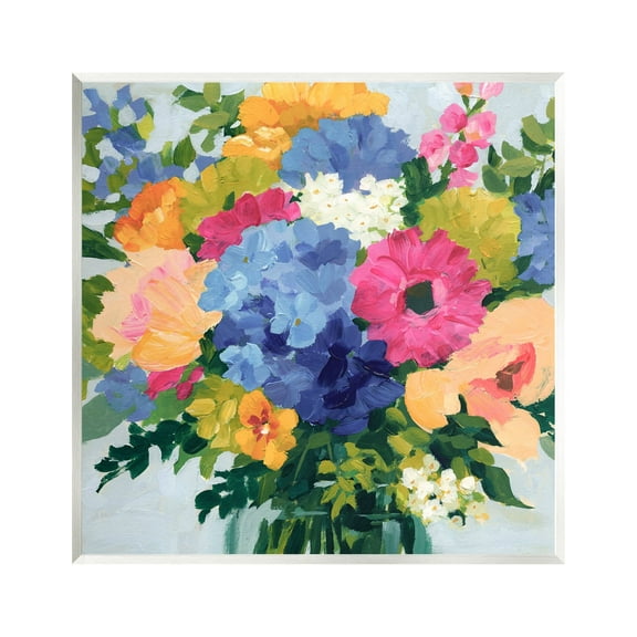 Stupell Industries Modern Blue & Pink Bouquet Botanical & Floral Painting Unframed Art Print Wall Art, 12 x 12