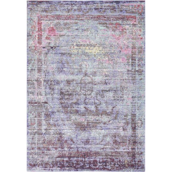 Unique Loom Lyrica Austin Rug Violet/Brown 6' 1" x 9' Rectangle Abstract Bohemian Perfect For Living Room Bed Room Dining Room Office