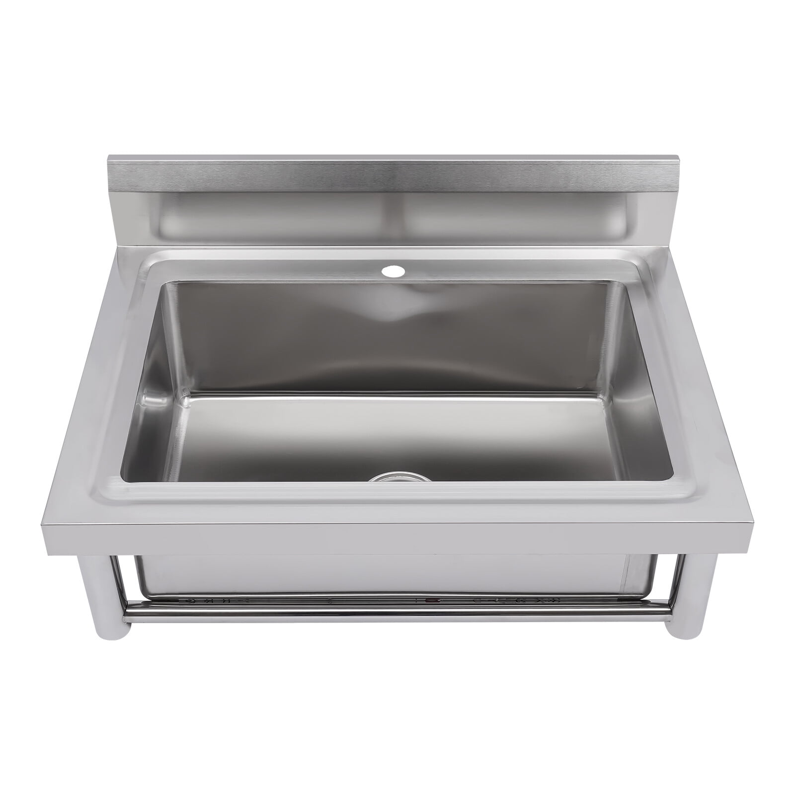 Modern Free-standing Silver Commercial Utility Prep Sink Stainless Steel 1 Compartment w/Basins Backsplash