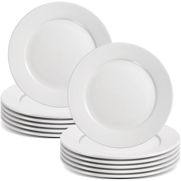 Dessert Salad Plates Set of 12,8 Inch White Porcelain Dinner Plates,Appetizer Plates for Dinner,Ceramic Dessert Plate Set,Microwave Oven Dishwasher Safe