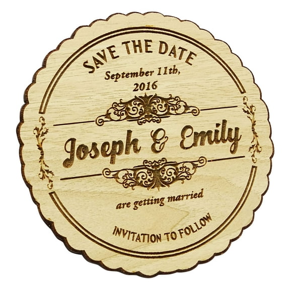 Rustic Wedding Save the Date Wooden Magnet 20 Custom Engraved Wooden Magnet Personalized Gift