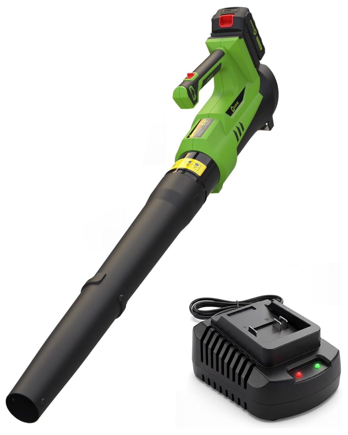 Garvee Battery Power Leaf Blower 550 CFM/130 MPH, 20V Portable Hand Blower with 6-Variable Speed for Lawn, Driveway, Sidewalk, Green & Black