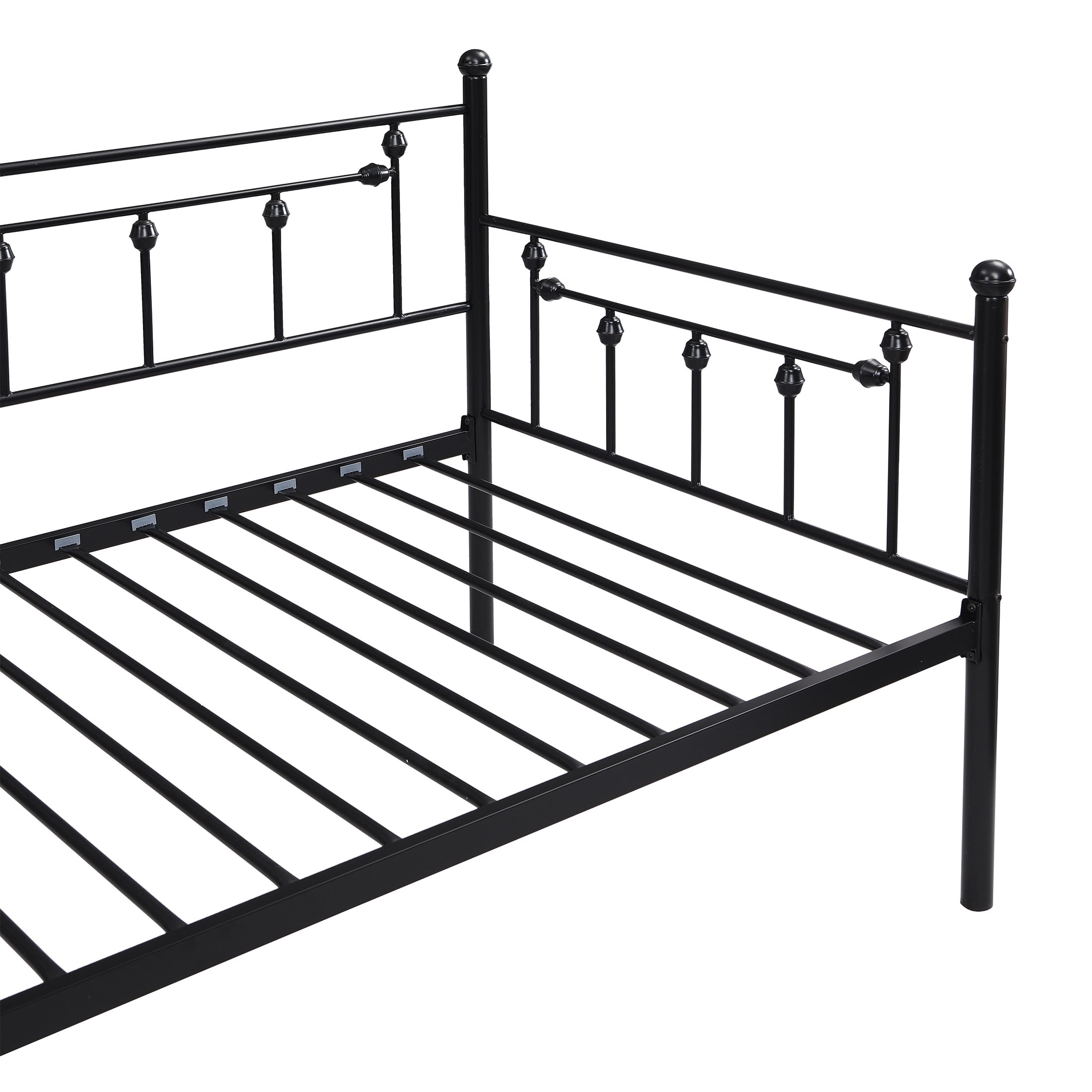 PORKISS Daybed with Trundle Bed, Twin Bed Frame, Metal Sofa Bed with Strong Supports for Living Room, Bedroom, and Guest Room, Black#2