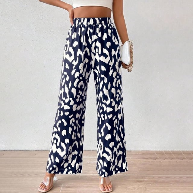 Mefallenssiah Pantalons pour Femmes 2024! Pantalons à Enfiler Imprimé Léopard pour Femmes en Solde