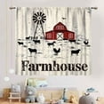 thumbnail image 3 of Farmhouse Kitchen Curtains, Rustic Farm Animals Red Warehouse Windmill Cow Chicken Retro Rural Country Style Window Curtains for Cafe Bedroom Living Room 2 Panels, 42"x63" Inch, 3 of 6