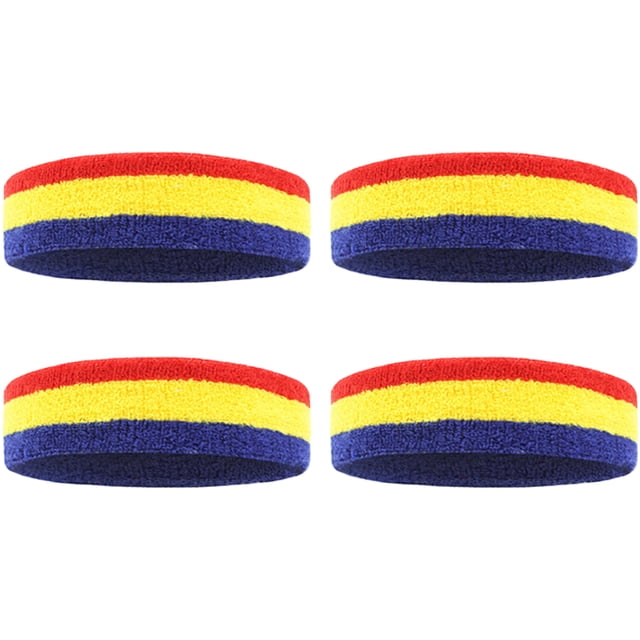 4 piezas de diadema protectora elástica deportiva, diadema tejida, material de toalla, diadema de yoga, transpirable y absorbente del sudor.