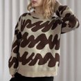 thumbnail image 4 of Jjayotai Sweaters for Women, Fall Dressy Long Sleeve Crew Neck Color Block Knit Pullover Sweater, Vintage Casual Baggy Tunic Tops Brown S, 4 of 4