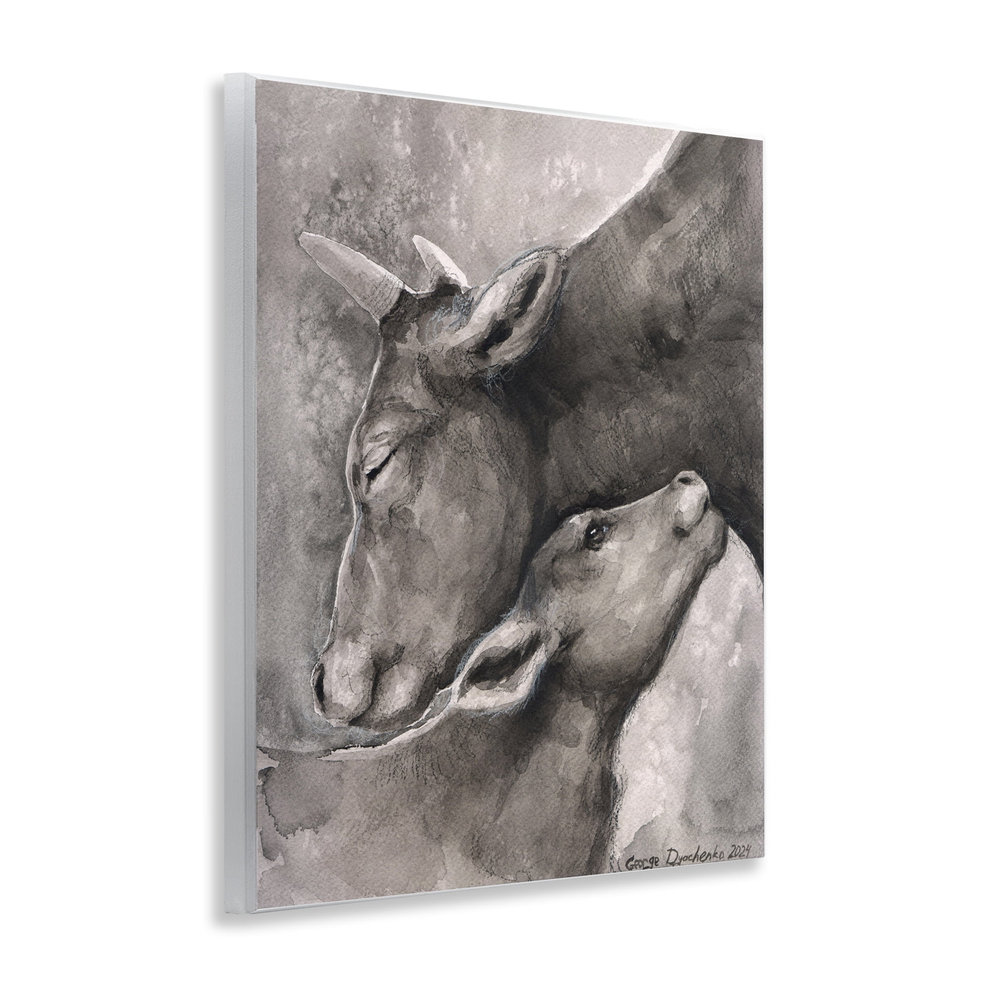Stupell Industries Mother Cow & Calf Animals Drawing Unframed Art Print Wall Art, 11 x 14