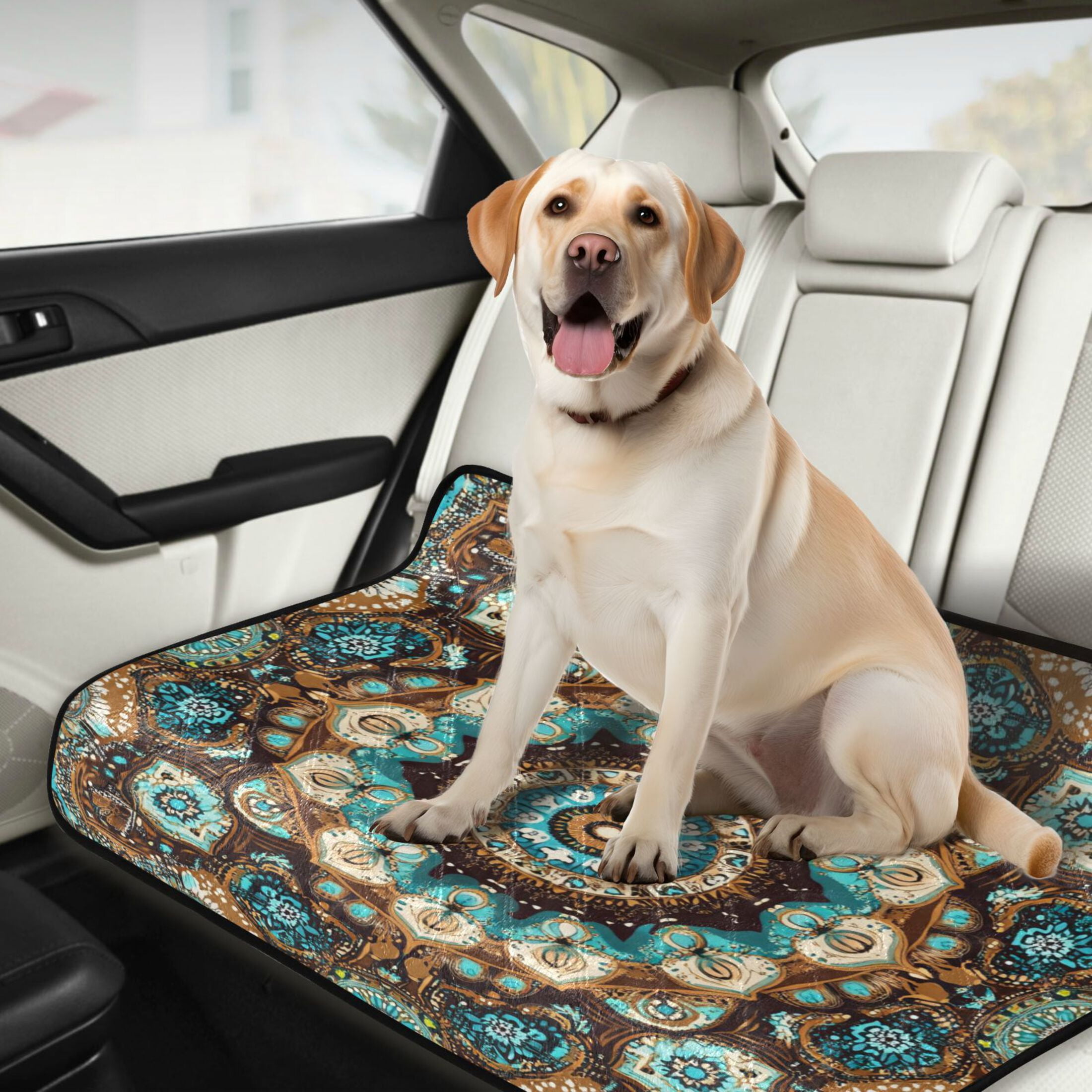 Qxltty Traditional Boho Pattern Cat litter Pads Pet Set of 3 Diaper Mats Center Anti-leakage Layer Absorbent Soft and Comfortable