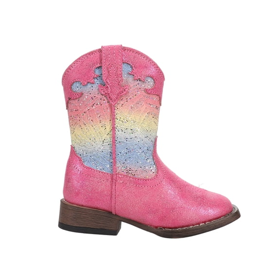 Roper Girls Glitter Lace Square Toe Cowboy Mid Calf Boots