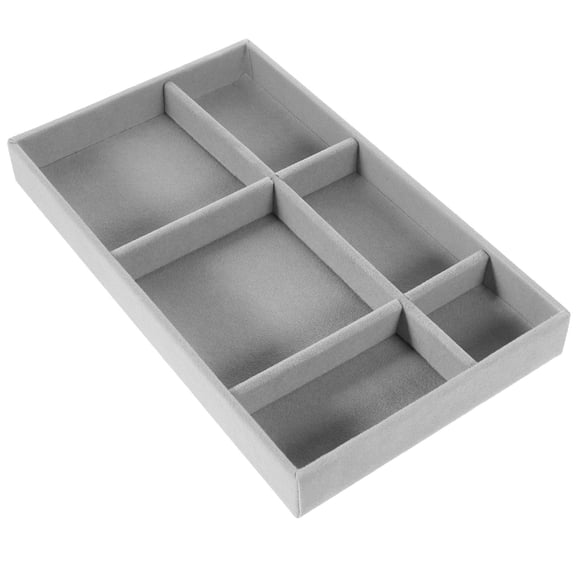 BESTYASH Stackable Velvet Jewelry Organizer Tray with Drawer Divider, Dark Grey, 1 Set for Women’s Accessories Storage