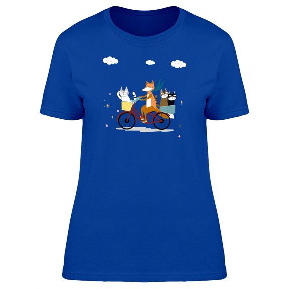 Fox With Cats On Bicycle T-Shirt Women -Image by Shutterstock, Female x-Large