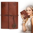 thumbnail image 2 of Vintage PU Leather Travel Journal, Maple Leaf Embossed Refillable Notebook, Budget Envelope String Bound Diary, Retro Soft Cover Wallet Journal for Travel Planning Budgeting,7.2X5inch, 2 of 7