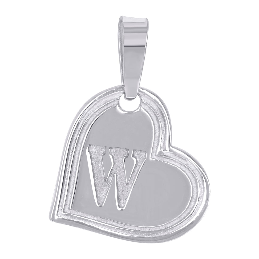 925 Sterling Silver Womens Love Heart Letter Name Personalized Monogram Initial Alphabet W Charm Pendant Necklace 22.8x1