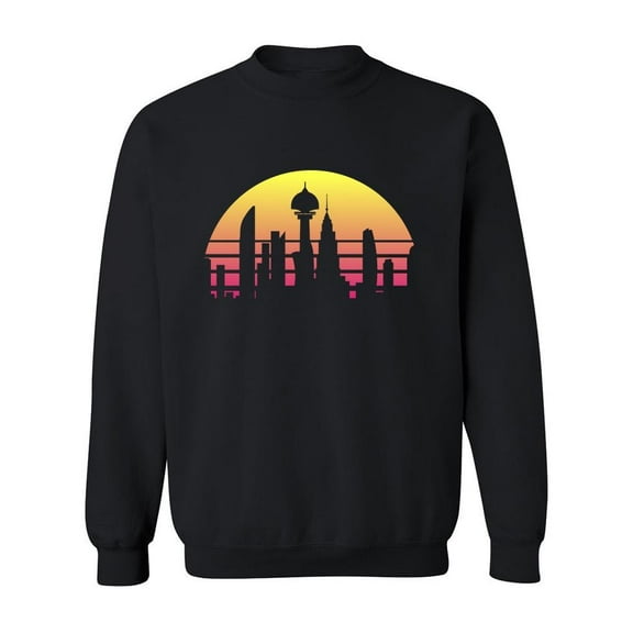 A Futuristic Vaporwave City Sweatshirt Men -Image by Shutterstock, Male x-Large