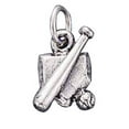 thumbnail image 1 of Sterling Silver 20" 1.2mm Box Chain 3D Baseball Bat Ball Homeplate Pendant Necklace, 1 of 2