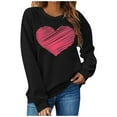thumbnail image 3 of Sweatshirt for Women Love Heart Graphic Print Long Sleeve Pullover Tops Casual Crewneck Valentine's Day Sweatshirts Black L, 3 of 5