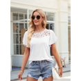 thumbnail image 4 of Women'S Short Sleeve Shirts Dressy Lace Summer Tops 2025 Spring Trendy Casual T-Shirts Cute Work Outfits Blouses White L, 4 of 8