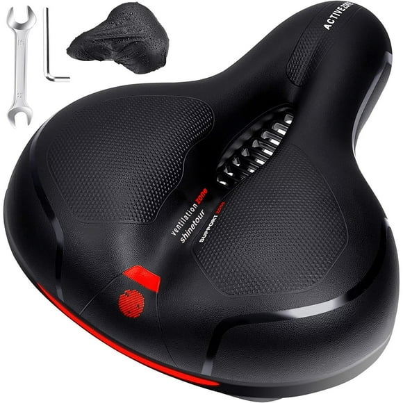 Bike Saddle, BUSATIA Bike Seat Men Women Gel Seat Cushion for Bike, Comfortable Wide 9.8 x 7.9 x 3.5in Thickness Soft Bicycle Seat, Black Waterproof for City Mountain Bike MTB, with Installation Tools