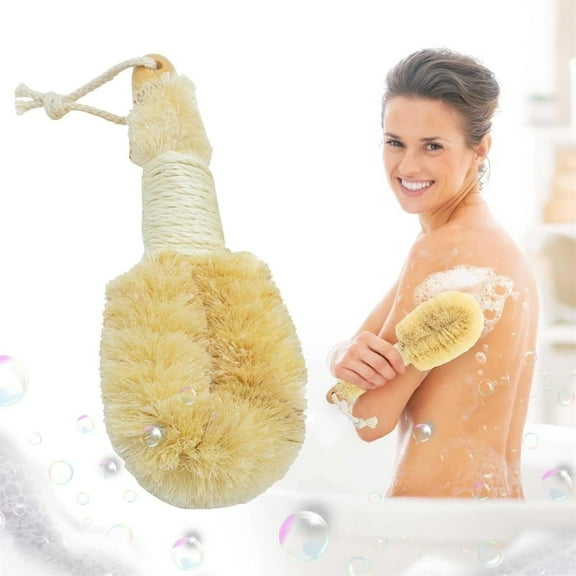 Tutuviw Dry Brushing Exfoliating Brush Body Scrubber,Natural Bristle Shower Brush,Skin Sisal Brush with Naturals Fibers for Skin Care,Exfoliating Bath Brush with Wood Handle for Body Cleaning
